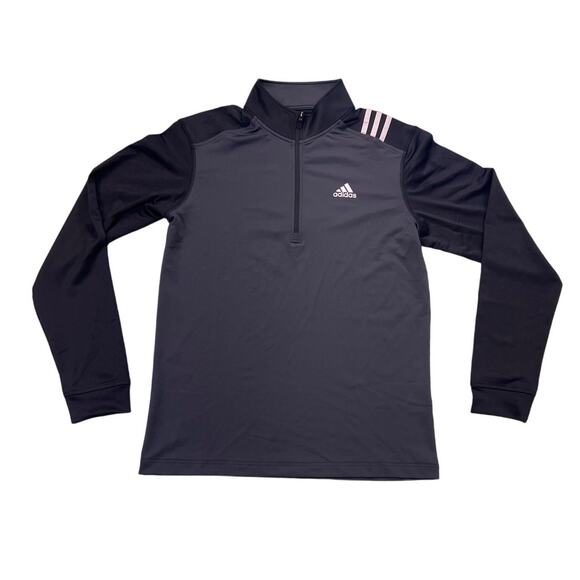 Men’s Adidas 3 Stripe ¼ Zip Black Golf Fleece Sweatshirt Size Small New - Picture 1 of 7
